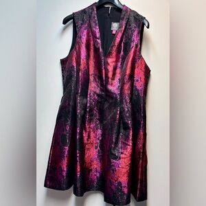 Gorgeous and Stylish Sleeveless Red, Pink and Black A-line Dress with Pockets